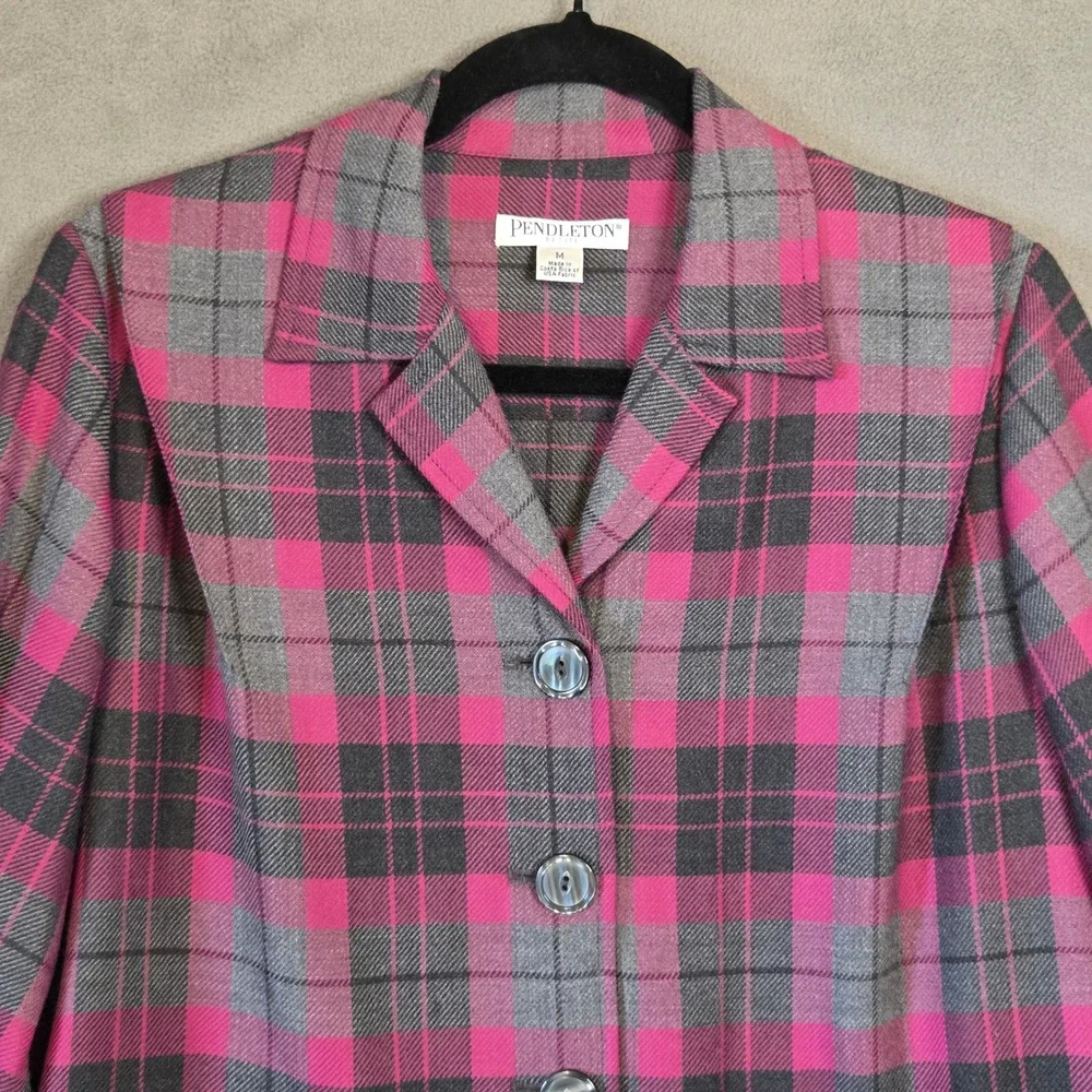 Pendleton Plaid Wool Jacket Blazer Women's Medium Petite Academia Preppy Office